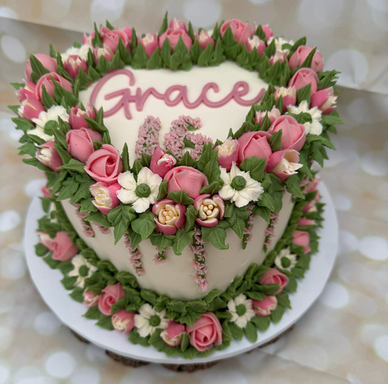 Floral  Heart Cake